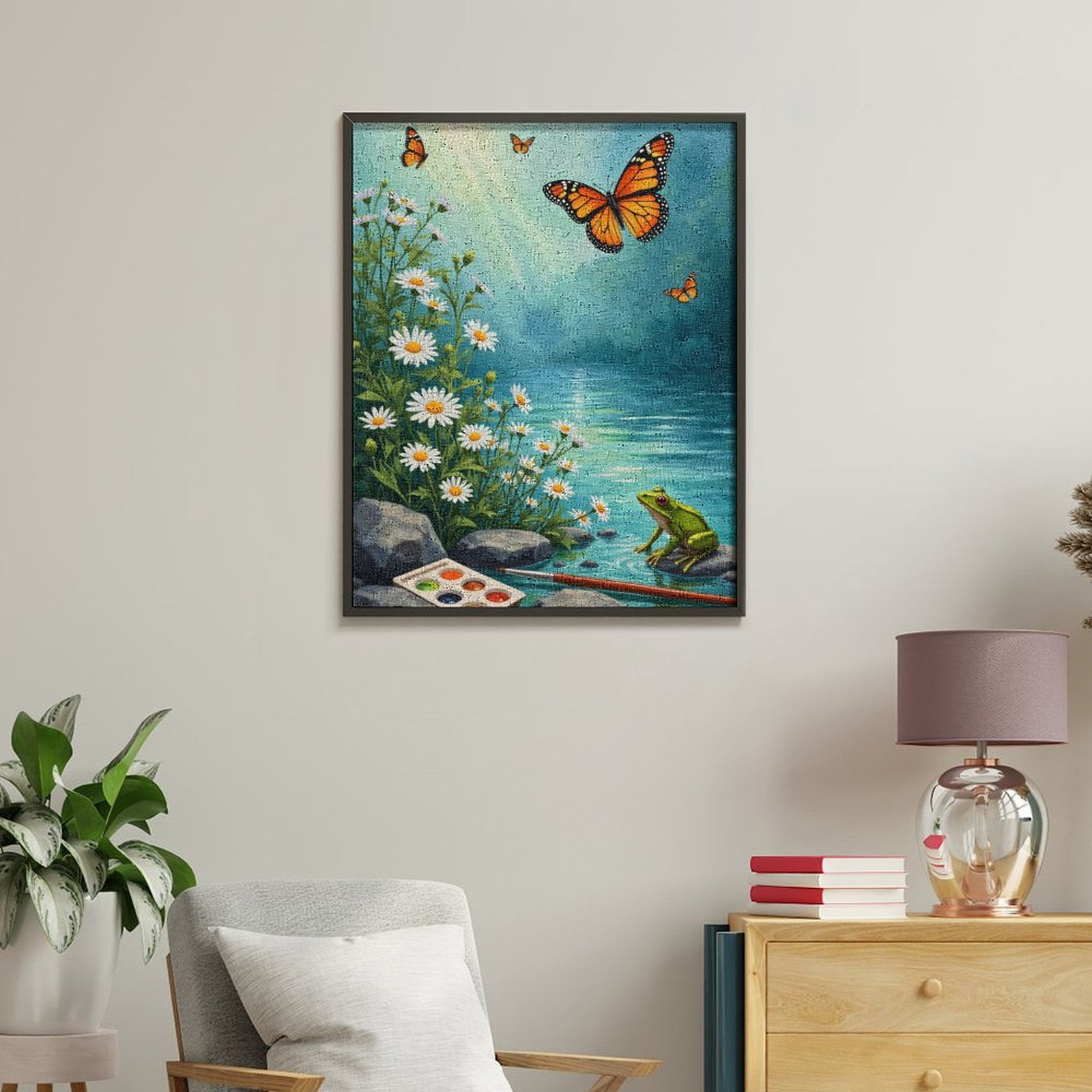 Paint By Numbers Kit for Adults Beginner - Butterflies Daisies Frog Watercolor Art DIY Canvas Painting Kits for Adults, Frameless Paint By Number for Adults for Home Wall Decor 16x20 Inch