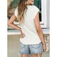 thumbnail image 6 of MOSHU Textured Womens Tops Casual Crewneck Basic Tee Shirts Cap Sleeve Summer Blouses, 6 of 9