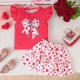 thumbnail image 2 of NOLDARES Toddler Baby Girl Summer Clothes Sleevelesss T-Shirt Tops and Ruffled Shorts Set Cute Summer Outfits 2Pcs(Red,4-5 Years), 2 of 9