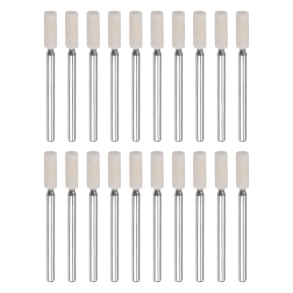Uxcell Wool Felt Mounted Mandrel 4mm x 11mm 1/8 Inch Shank Cylinder Bits, 20 Pieces