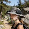 thumbnail image 7 of Solar Powered Fan Hat Wide Sun Hat With Fans Outdoor Protection Bucket Hat For Fishing Hiking Gardening Beach, 7 of 7