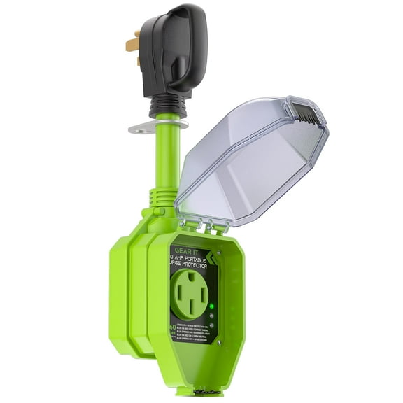 GEARit RV Surge Protector 50 AMP - Circuit Analyzer Voltage Protector/Monitor (3060 Joules) OCP Over Current Protection - Weather Resistant 50A Extension Plug for RV Trailer Travel Outdoor Camper