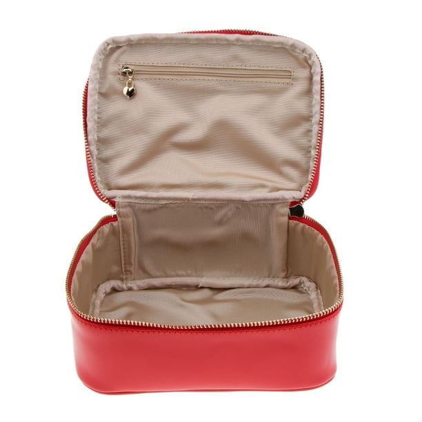 Neceser de viaje de poliuretano para cosméticos y artículos de aseo. rojo