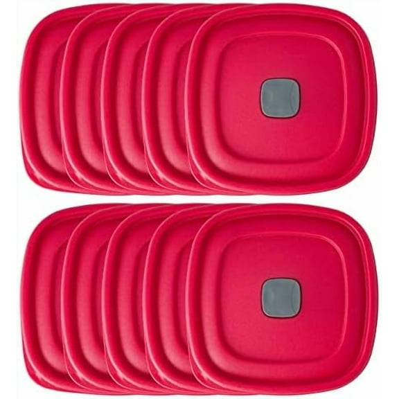 3/5/7 Cup Replacement Lids for Rubbermaid Food Storage Containers Steam Vent (10-Pack, Red)