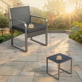 thumbnail image 3 of 3 PCS Wicker Patio Set, Wicker Rattan Chairs and Tempered Glass Table, for Porch, Balcony, Backyard- Includes Black Cushions, 3 of 7