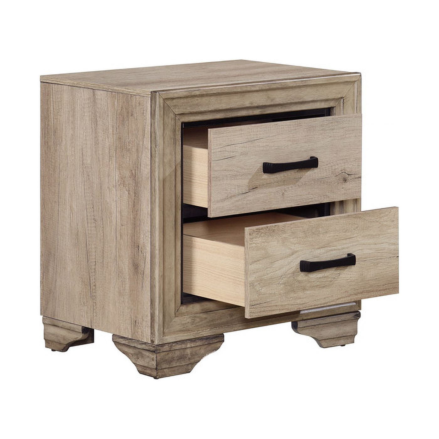 Lonan Collection Rustic Contemporary Nightstand with Industrial-Inspired Weathered Look