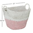 thumbnail image 4 of Cosmoliving by Cosmpolitan Seagrass Contemporary Woven Storage Basket 21"W x 19"H, with Daisy White Finish and Half Dipped Pink Accent, 4 of 7