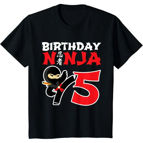 Birthday Ninja - 5 Year Old Ninja Birthday Party Theme Boys T-Shirt