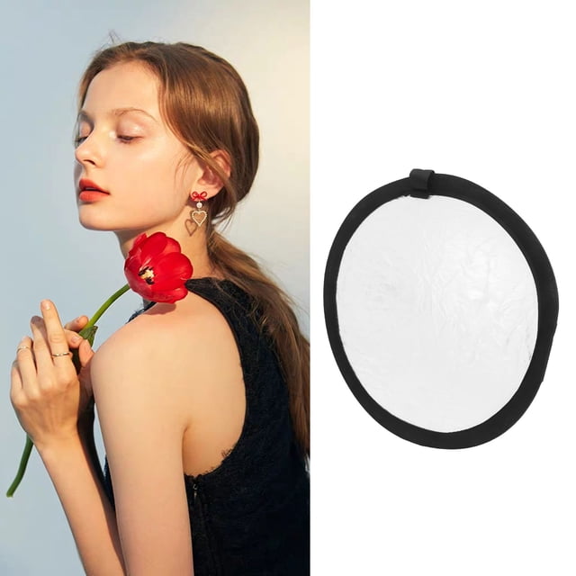 Reflector de luz de disco ANGGREK Doble Cara 11,8 pulgadas Blanco Plateado