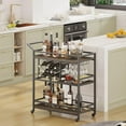 thumbnail image 6 of ZXNYH Bar Cart for The Home with Wine Rack and Glasses Holder, Industrial Liquor Serving Carts on Wheels, Rustic Wood and Metal Coffee Cart and Drink Trolley for Dining Room and Kitchen (Rustic Oak), 6 of 7
