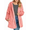 thumbnail image 2 of Warm Fleece Jackets for Women, Fuzzy Hooded Casual Coats Cardigan Sweaters Outerwear with Pockets Pink XL, 2 of 8