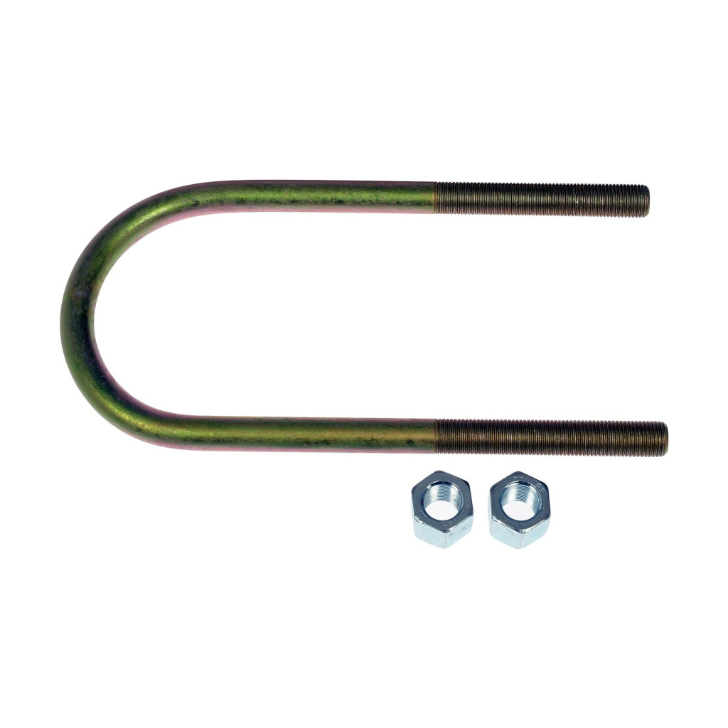KarParts360 Threaded U-Bolt Set | Steel Material | Yellow Zinc Finish | Round U-Bolt | Hex Head Drive | Fine Thread | 1/2 Inches Thread Diameter | 2 pieces