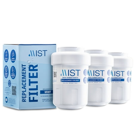 Mist MWF Refrigerator Water Filter Replacement Cartridge for GE MWFA, MWFP, GWF, GWFA & Kenmore 9991, 3-Pack