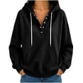 thumbnail image 4 of Ladies Ruched Crochet Hooded Plain Loose Fit Hoods Outfits Sweatshirt for Women Sweater Fall Winter Outfits 2026 Black M, 4 of 6