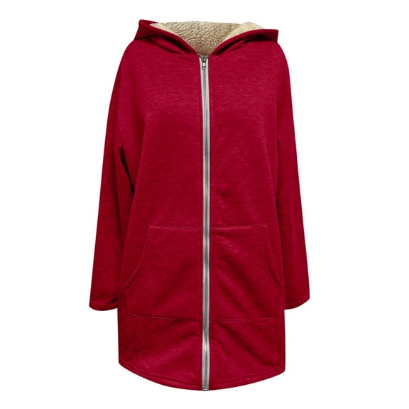 Light Jackets for Women Warm Sherpa Lined Zipper Hooded Sweatshirts Solid Fleece Hoodie With Pocket Lightweight Coat