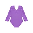 thumbnail image 4 of YUUMIN Girls Fleece Lined Bodysuit Long Sleeve Ballet Leotard Kids Dance Undergarment Thermal Purple 140, 4 of 7