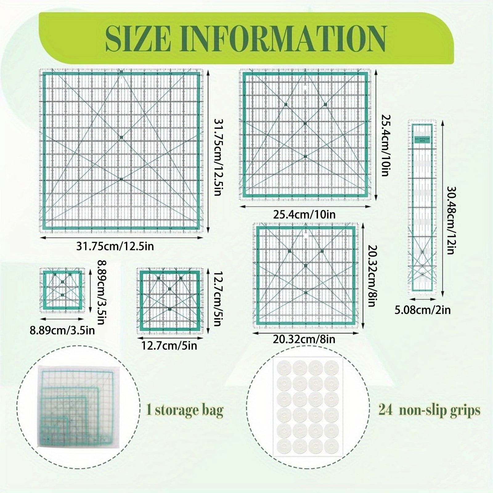 6Pcs Clear Acrylic Sewing Ruler Quilting Patchwork Templates Ruler for Fabric Cutting Sewing Measuring Dressmaking Craft