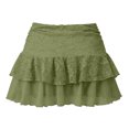 thumbnail image 6 of Wxolcjlv Womens Lace Ruched Mini Skirt Drawstring Side Tiered Ruffle Hem Evening Skirts, 6 of 6