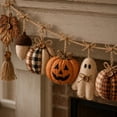 thumbnail image 2 of Cozy Fall Fabric Garland with Pumpkins Ghost Black Cat, Farmhouse Autumn Mantel Hanging Decor for Shelf Entryway, 40in, 2 of 6
