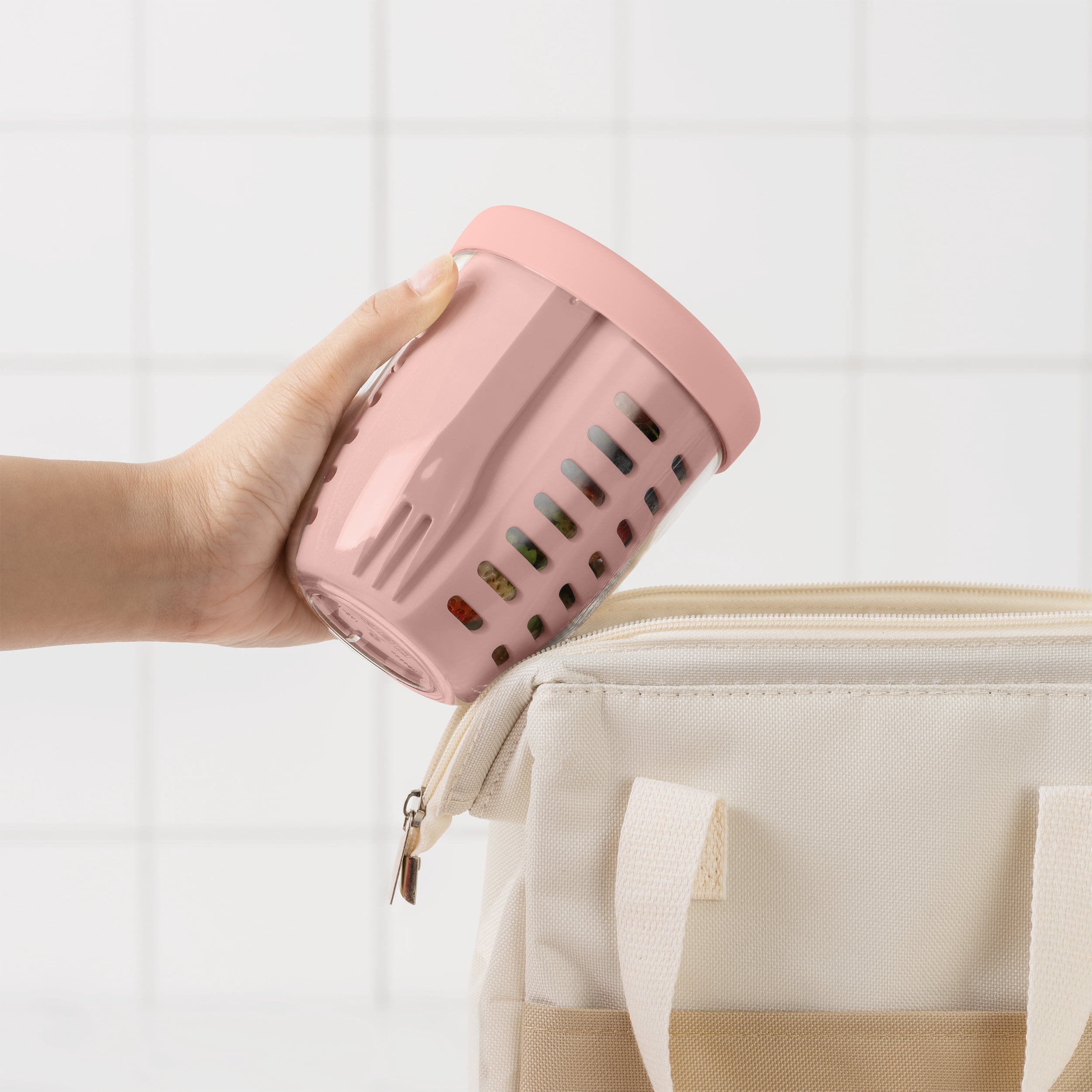 Cook with Color Berry Cup with Removable Colander and Fork, BPA-Free, Dishwasher Safe, Pink