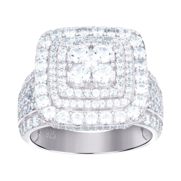 925 Sterling Silver Mens Cubic Zirconia Square Fashion Ring 17.4mm Long Size 10 Ring for Men