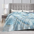 thumbnail image 2 of White Blue Marble Throw Blanket Ultra Soft Warm All Season Decorative Fleece Blankets for Bed Chair Car Sofa Couch Bedroom 60"X50", 2 of 6