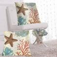 thumbnail image 5 of Starfish Blue Red Corals Set of 2 18X18 Inch Throw Pillow Cover Ocean Sail Map World Marine Voyage Sea Adventure Travel Pillow Cases Cushion Covers Decorative Home Living Room Bedroom Couch, 5 of 6