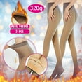 thumbnail image 2 of 2Pcs Women Warm Pantyhose Leggings Fake Translucent Fleece Winter Tights Elastic Pants Fleece Lined Thick Hosiery, 2 of 5