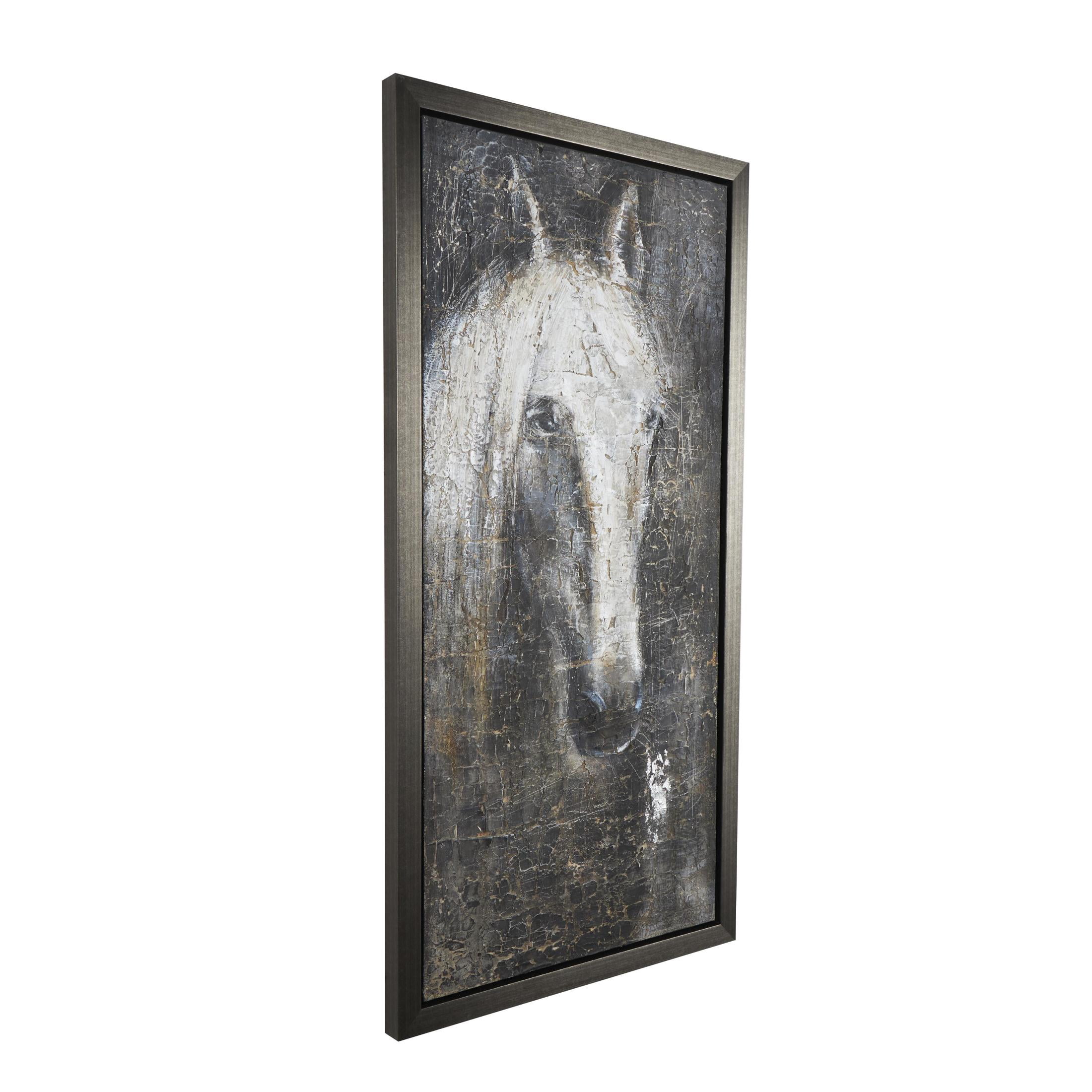30" x 59" Horse Framed Wall Art with Textured Distressing, by DecMode