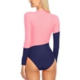 thumbnail image 4 of RELLECIGA Women's Rash Guard Long Sleeve Women Tummy Control Zipper One Piece Swimsuit Sexy Monokini Bathing Suits Color Block Size S, 4 of 6