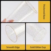 Goodluck 12 oz 50 PCS Gold Glitter Plastic Cups, Disposable Glitter Cups, Elegant Plastic Cocktail Glasses, Fancy Party Cups for Wedding, Birthday, Holiday