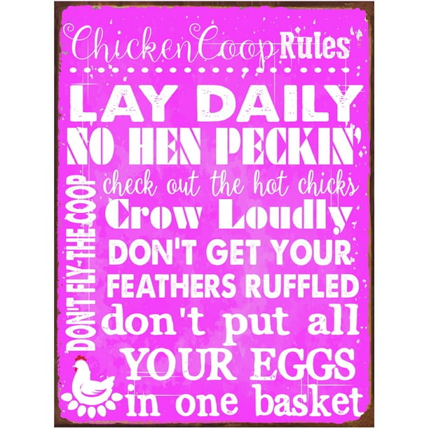 Chicken Coop Rules Metal Sign