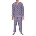 thumbnail image 3 of Naloa Anchors Men’s Pajamas Set - Long Sleeve Button Down Sleep Shirt and Pajama Bottoms Sleepwear Set-Medium, 3 of 7