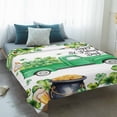 thumbnail image 4 of St. Patrick's Day Blanket Soft Cozy Warm Throw Blanket for Couch, Plush Fuzzy Flannel Fleece Blankets for Sofa, Spring Lucky Shamrocks Green Truck Country Bed Blankets Gifts for Men, 50"x60", 4 of 9