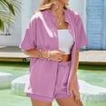 thumbnail image 3 of Defitshape Women's Thin Shorts Pajama Set Loose Fit Pj Comfy 2 Piece Outfit Cool Lounge Lightweight Pink Large, 3 of 3