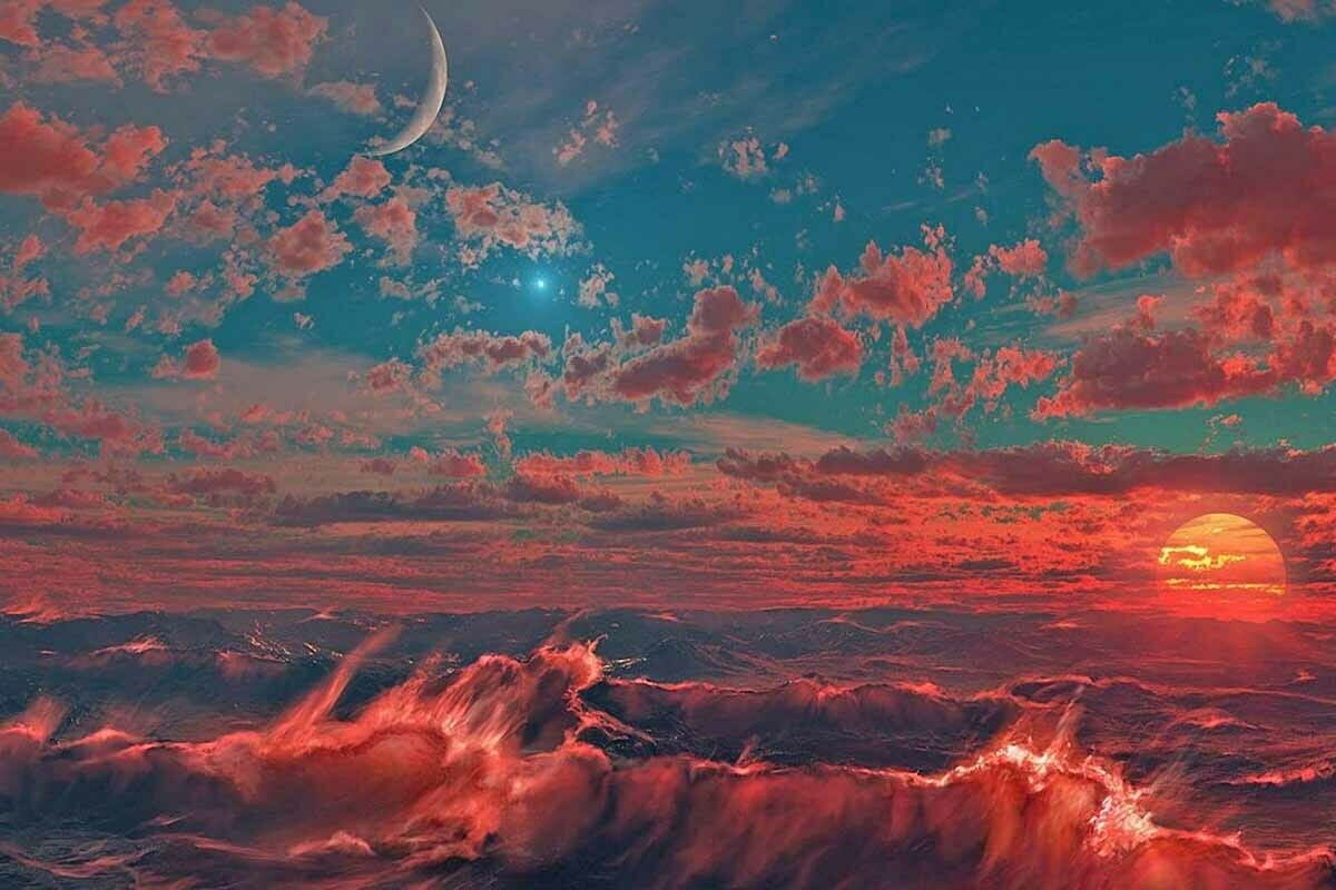 Crimson Sunset Canvas OR Print Wall Art