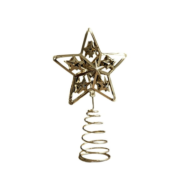 Zhourta Christmas Tree Top Gold Pentagram Decoration Metal Tree Hat DIY Christmas Winter Holiday Party Ornaments for Indoor Outdoor Home Decor