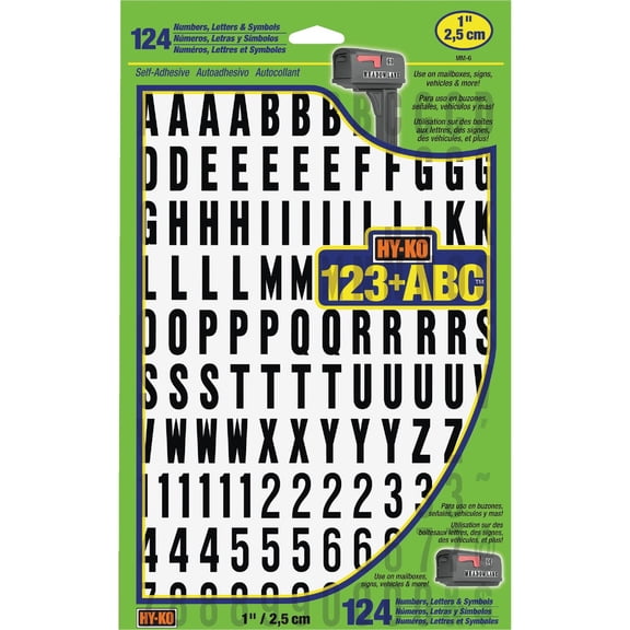 Hy-Ko 1 in. Black Vinyl Letters and Numbers 0-9, A-Z Self-Adhesive 1 pk