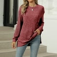 thumbnail image 4 of Womens Plain Tshirts Long Sleeve Going Out Tops for Women Fall Sweaters Lightweight Crewneck Pullover Blouses Dressy Casual Red XL, 4 of 7