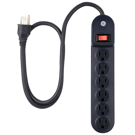 GE-branded 6 Outlet Power Strip Black 3ft. – 56223