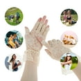 thumbnail image 4 of Unique Bargains Christmas 1 Pair Sunblock Fingerless Gloves Half Finger Lace Floral Sun Block Driving Gloves for Women Beige, 4 of 5