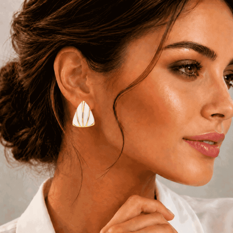 Eclipton Gold Plated Triangular Geometric Stud Earrings photo 3