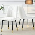 thumbnail image 6 of SUDICA 63" Dining Table Set, Black Faux Marble Glass Top, White PU Leather Chairs, Set of 6, 6 of 9