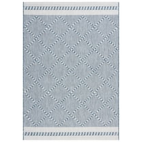 SAFAVIEH Courtyard Percival Geometric Indoor/Outdoor Area Rug, Navy/Ivory, 5'3" x 7'7"