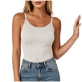 thumbnail image 5 of MYAOYINo Boundaries Womens Ribbed Tank Top Adjustable Spaghetti Strap Fitted Basic Layering Camisole, 5 of 9