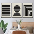 thumbnail image 3 of PixonSign Framed Canvas Print Wall Art Set Duotone Dark Geometric Circle Square Stripes Abstract Shapes Illustrations Modern Art Boho Decorative for Living Room, Bedroom, Office - 24"x36"x3 BLACK, 3 of 5