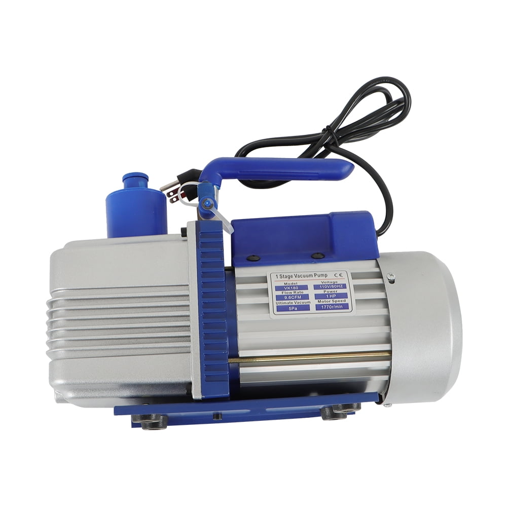 Handdo 110V Single-Stage Rotary Vane HVAC 9.6 CFM 1 HP Air Vacuum Pump with Oil Bottle