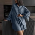thumbnail image 7 of Cagogo Women's 2 Piece Puff Sleeve Shirt Set Elastic Waisted Shorts Casual Solid Basic Matching Lounge Outfits Summer Cruise Travel Clothes, Gray XL, 7 of 7