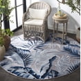 thumbnail image 3 of SAFAVIEH Cabana Rosario Botanical Indoor/Outdoor Area Rug, Beige/Navy, 6'5" x 6'5" Round, 3 of 12