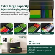 IKIMI 2-Drawer Lateral File Cabinet with Lock, 35.4 W Metal Filing Cabinet for Letter/Legal/A4 Files, Black